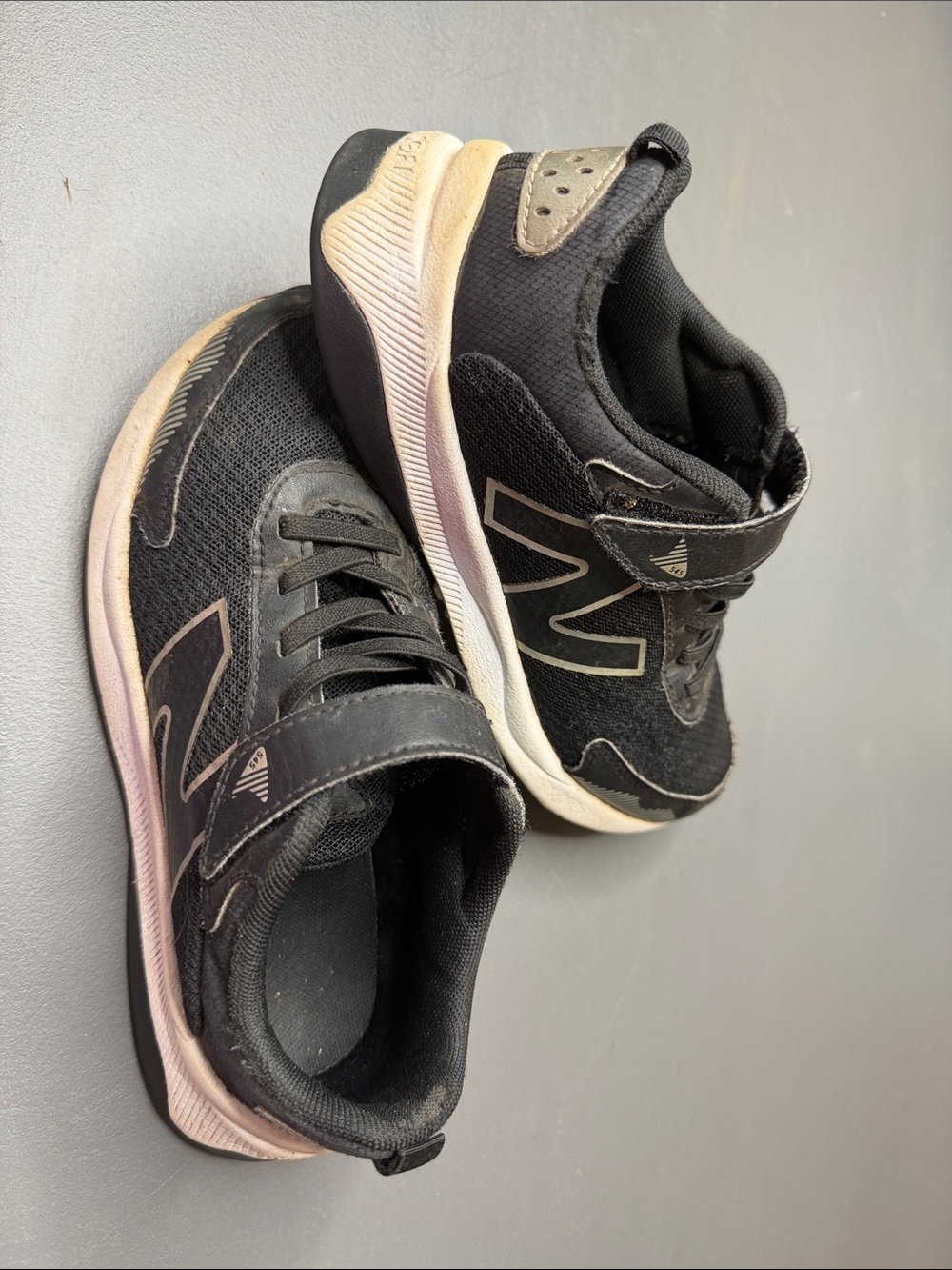 Kids NB, Black Athletic Sneakers with Hook-and-Loop closure. Great for play!